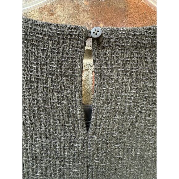 Eileen Fisher Textured Cotton‎ Ripple Round Neck Top In Seaweed Size Medium $248 - Picture 7 of 9